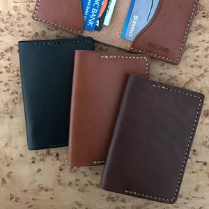 Porte-cartes en cuir à deux volets en trois couleurs, porte-cartes pour vos espèces et cartes de crédit, petit portefeuille minimaliste avec poche frontale