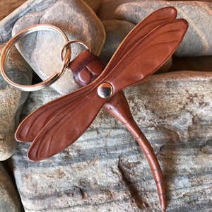 Dragonfly Leather Keyring