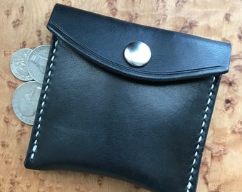 Leather  Coin Pouch, Black or Brown Leather Pocket Coin Holder, Pocket Leather Change Purse, Leather Change Holder