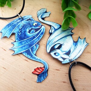 Black White Dragon Yin Yang Night Fury Light Fury Toothless HTTYD Duality Pair Bond Friendship Couple Valentine Metal Necklace Pendant