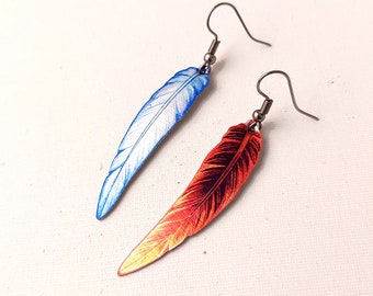 Angel Demon Feather Crowley Aziraphale Good Omens Heaven Hell Metal Earrings