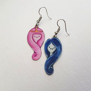 Princess Bubblegum Marceline Vampire Queen Adventure Time Cartoon Cute Kawaii Asymmetrical Metal Dangle Earrings image 5