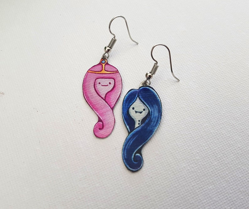 Princess Bubblegum Marceline Vampire Queen Adventure Time Cartoon Cute Kawaii Asymmetrical Metal Dangle Earrings image 5