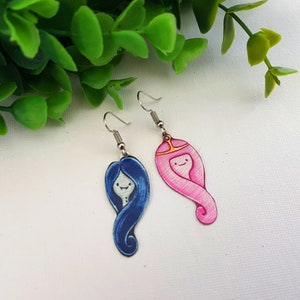 Princess Bubblegum Marceline Vampire Queen Adventure Time Cartoon Cute Kawaii Asymmetrical Metal Dangle Earrings image 4