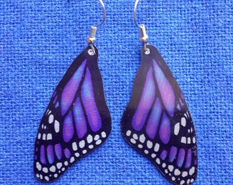 Monarch Butterfly Nature Wing Purple Orange Earrings