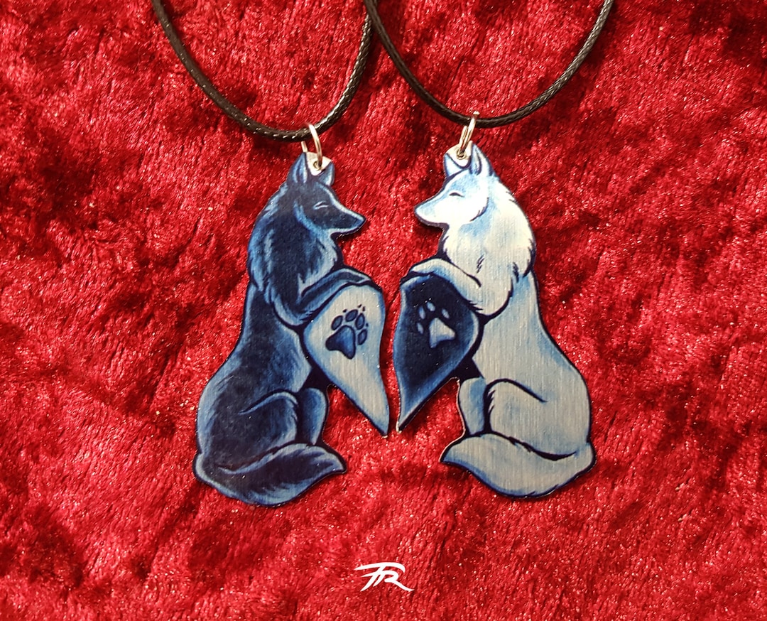 Black White Wolf Canine Dog Spiritual Duality Pair Bond Friendship