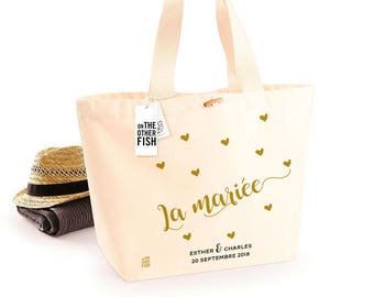 Sac pour la mariée ou le marié, un cadeau d'amour pour un mariage ou un EVJF, sac de plage personnalisé pour un cadeau de témoin