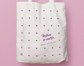 Bag "... marries" to customize, Tote bag wedding or EVJF as a gift of witness, bridesmaid or bridesmaid, French bag