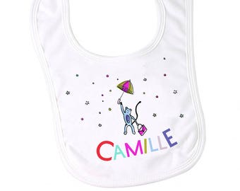 Customize the toddlers bib, bib, birthday gift, child, baby bib with lace, french