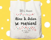 "Let's dance" bag for wedding and EVJF, a tote bag to customize, for a gift of bridesmaid or witness, married, French