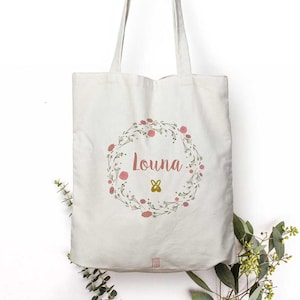 Sac personnalisé enfant, sac de danse, cabas, sac en tissu, canvas bag, sac d'école, cadeau de naissance, maman bébé