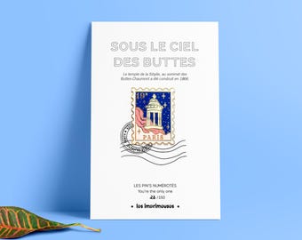Pin, brooch, jewelry - Paris stamp - 19th arrondissement - Buttes-Chaumont - souvenir, small gift