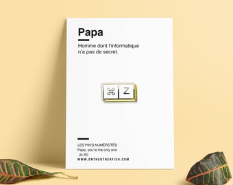 Pin's Papa - Fête des pères - Pomme + Z - Informaticien - Super héros - Broche - Bijoux