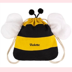 Personalized bee, yellow and black child backpack