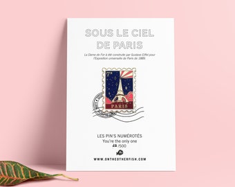 Pin's, broche, bijou - Timbre Paris - 7e arrondissement - Tour Eiffel - souvenir , petit cadeau