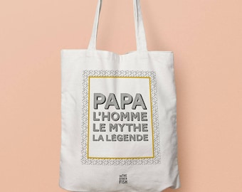 Bag "Daddy, man, myth, legend" to customize, Tote bag for Father's Day, birthday or for Christmas, gift of children
