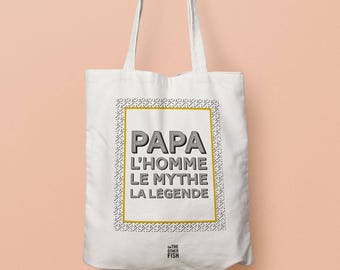 Bag "Daddy, man, myth, legend" to customize, Tote bag for Father's Day, birthday or for Christmas, gift of children