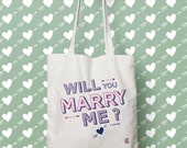 Tote bag "Will You marry me" , canvas tote bag, bag market, handbag, tote bag, Valentine's day, wedding, engagement