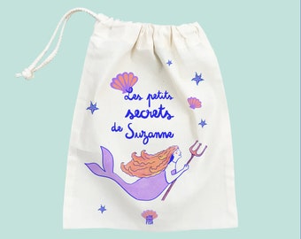 Mermaid pouch “Les petits sercrets de” personalized with first name