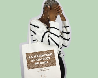 Tote bag personnalisé pour un cadeau de maitresse original ! la maitresse en maillot de bain