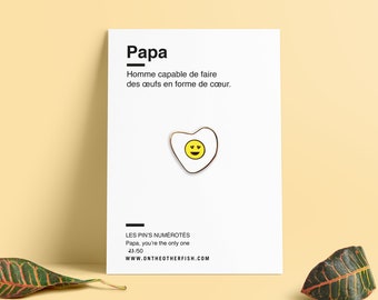 Pin's fête des pères, œuf au plat, super papa, cadeau prof, Broche, Bijoux.