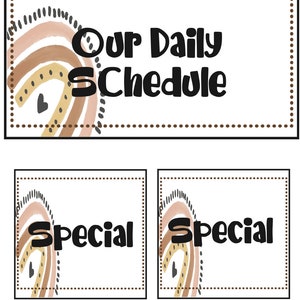 Neutral Rainbow Classroom Schedule