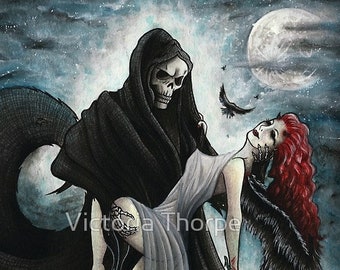 A4 Art Print - Grim Reaper Demon Death Fallen Angel Fantasy Gothic Goth Dark Dance Danse Macabre UK Fine Sexy Valentines Day Romantic