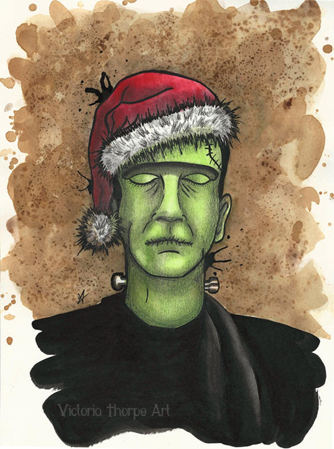 Original Art Frankensteins Monster christmas Parody Gothic Etsy