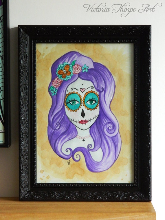 Day Of The Dead Candy Sugar Voodoo Decorative Floral Skull Mirror Wall Hanging