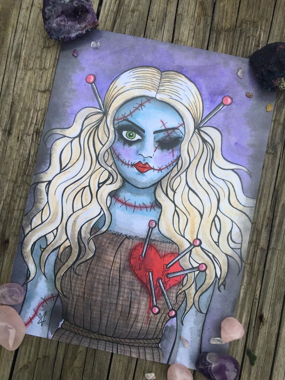 A5 Art Print Voodoo Doll Goth Gothic Art Fantasy Etsy