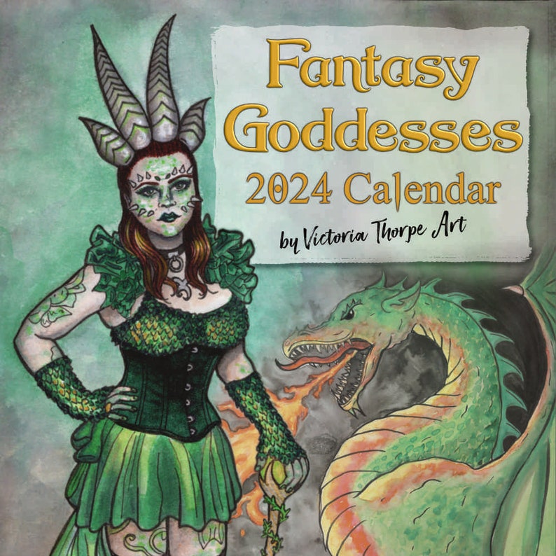 2024 Calendar With Moon Phases and Sabbats Fantasy Goddesses Calendar by Victoria Thorpe Art