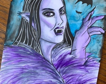 Original Art - Werewolf - Watercolour and Ink Painting - Horror Fantasy Dark Macabre Gothic Goth Creepy Halloween Creature Monster Retro