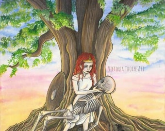 A4 Art Print - Tree of Life - Grim Reaper and Princess Dark Fantasy Macabre Pagan Warrior Witch Death UK Artist