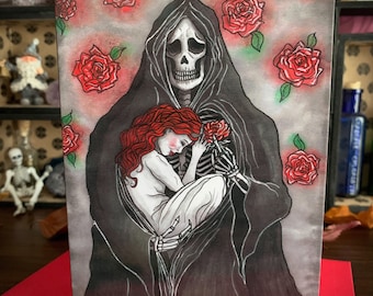 Greeting Card - Grim Reaper Gothic Goth Death Demon Girl Fallen Angel Fantasy Art Valentines Day Alternative Love