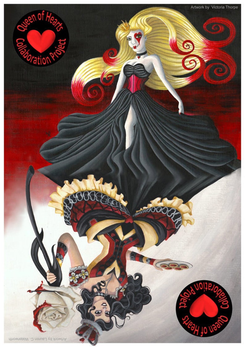 A4 Art Print Queen Of Hearts Playing Card Design Illustration Poster Bedroom Gothic Disney Princess Rose Alice In Wonderland Uk