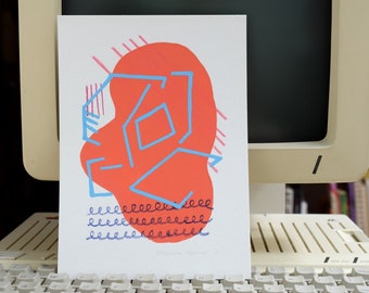 Apple 2c computer #01 - ORIGINAL - abstract painting - gouache - color pencil - posca pen