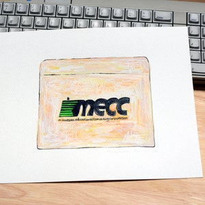 Original Floppy Disk Sleeve Art: Mecc Watercolor Painting (10x8 inches)