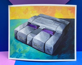 Super Nintendo Art Print: 90s SNES Console, Gamer Gift