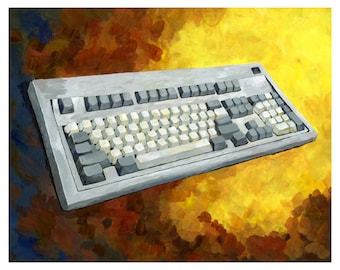 IBM Model M Keyboard Art Print - 10x8 inches - ready to frame