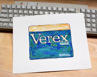 5.25 inch Floppy Sleeve Art - Verex - ORIGINAL - Watercolor, Posca Pen, Acrylic Ink, Color Pencil, Drawing - 10x8 inches - ready to frame