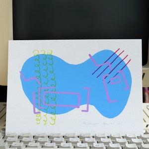 Apple 2gs (IIgs) Keyboard and Mouse #01 - ORIGINAL - abstract painting - gouache - color pencil - posca pen