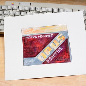 Floppy Disk Sleeve Art: Original Watercolor Painting (10x8 inches)