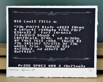 leet oregon trail - screenprint - 73H 0r3g0n 7r41L 03 - edition of 5 - 5 inches x 4 inches