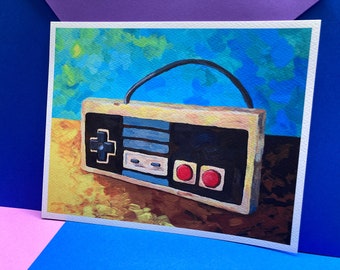 NES Controller Art Print: 1980s Nintendo Gamer Gift (10x8 inches)