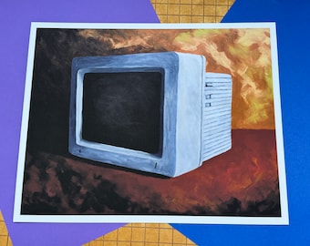 Apple 2gs Computer Monitor  - Giclee Reproduction - 10x8 inches - ready to frame
