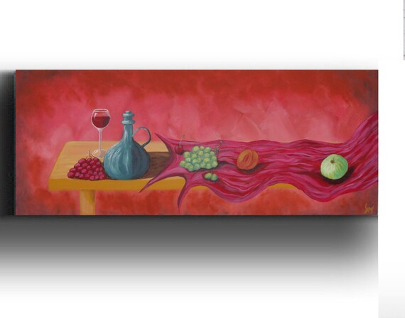 Kuche Gemalde Original Obst Gemalde Stillleben Gemalde Etsy