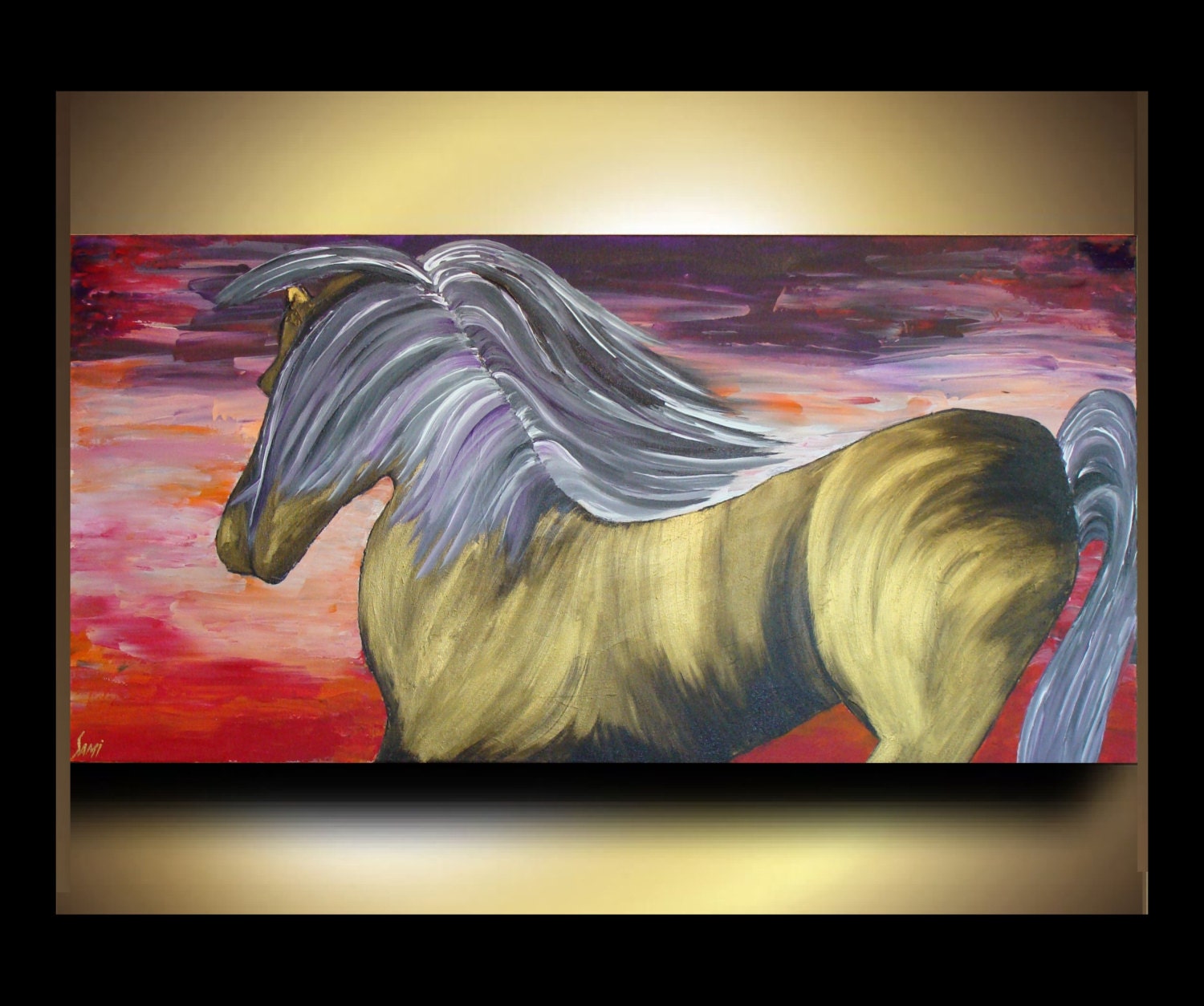Abstract Horse Painting Canvas Wall Art Abstract Horse Etsy