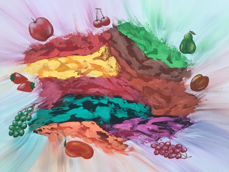 Küche Gemälde abstrakt-Original Obst Malerei abstrakte Malerei | Etsy