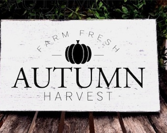 Rustic Autumn Harvest Sign, Farmhouse Kitchen Decor (5.5" x 9.5")