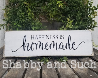 Happiness Is Homemade Rustic Wood Sign, Farmhouse Kitchen Decor